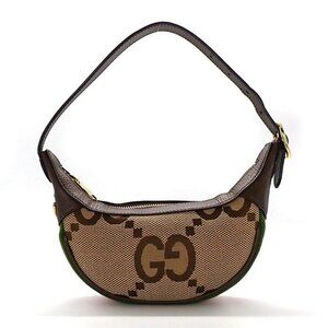 Gucci Shoulder Bag Ophidia Mini Bag Camel Ebony Jumbo GG Canvas